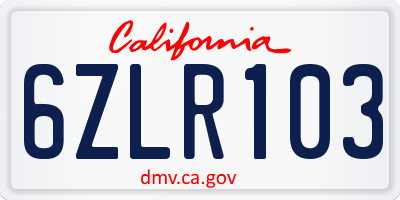 CA license plate 6ZLR103