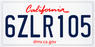 CA license plate 6ZLR105