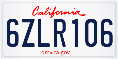CA license plate 6ZLR106