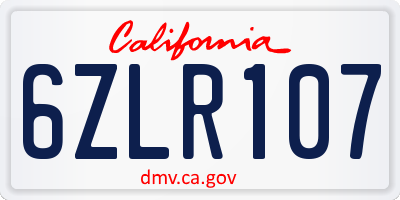 CA license plate 6ZLR107