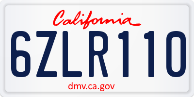 CA license plate 6ZLR110