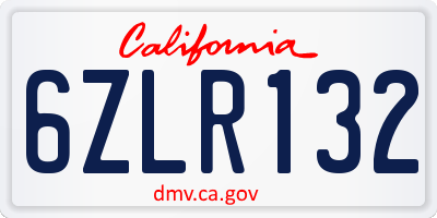 CA license plate 6ZLR132