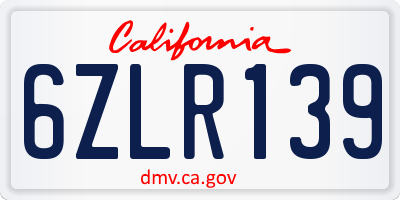 CA license plate 6ZLR139