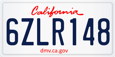 CA license plate 6ZLR148
