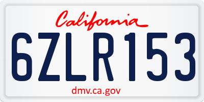 CA license plate 6ZLR153