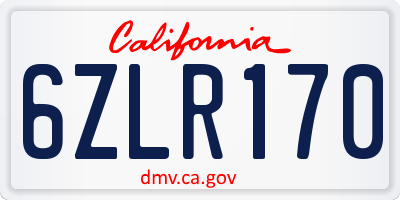 CA license plate 6ZLR170