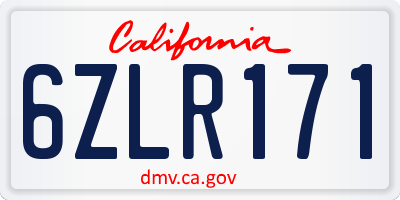 CA license plate 6ZLR171