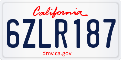 CA license plate 6ZLR187
