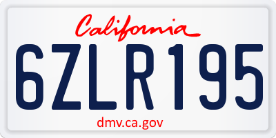 CA license plate 6ZLR195