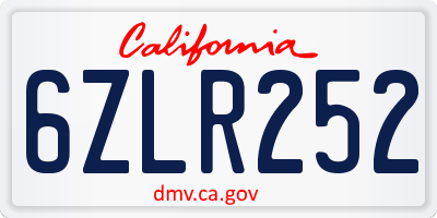 CA license plate 6ZLR252