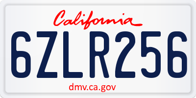 CA license plate 6ZLR256