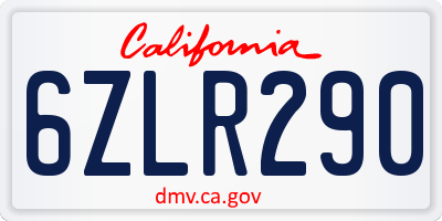 CA license plate 6ZLR290