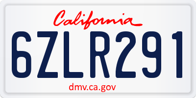 CA license plate 6ZLR291