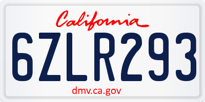 CA license plate 6ZLR293