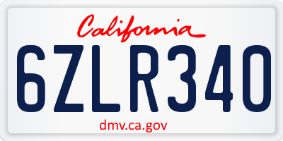 CA license plate 6ZLR340