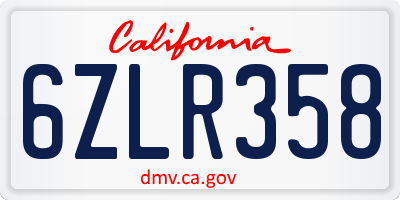 CA license plate 6ZLR358