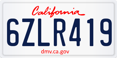 CA license plate 6ZLR419