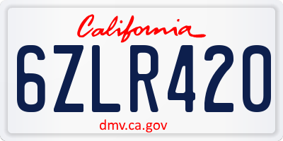 CA license plate 6ZLR420