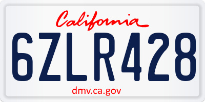 CA license plate 6ZLR428