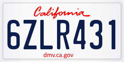 CA license plate 6ZLR431