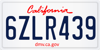 CA license plate 6ZLR439