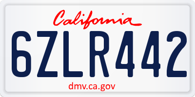 CA license plate 6ZLR442