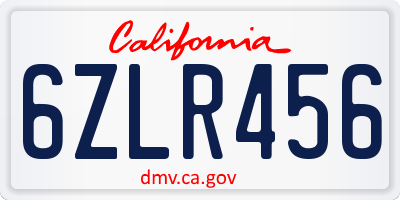 CA license plate 6ZLR456