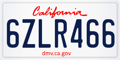 CA license plate 6ZLR466