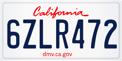 CA license plate 6ZLR472