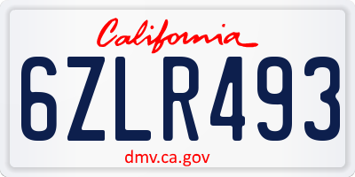 CA license plate 6ZLR493