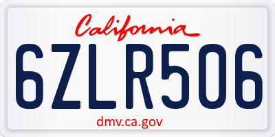 CA license plate 6ZLR506