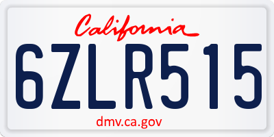 CA license plate 6ZLR515