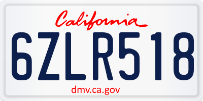 CA license plate 6ZLR518