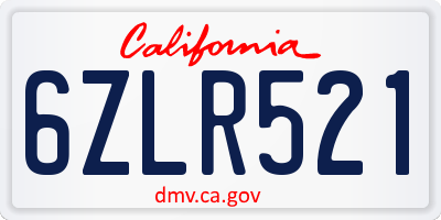 CA license plate 6ZLR521