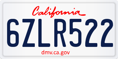CA license plate 6ZLR522