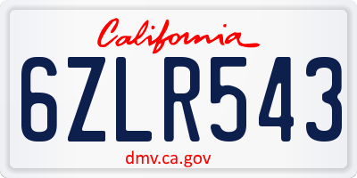 CA license plate 6ZLR543