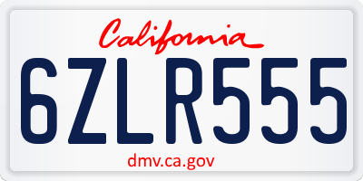 CA license plate 6ZLR555