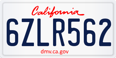 CA license plate 6ZLR562