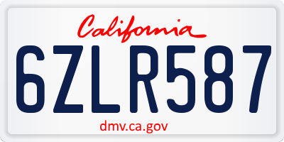 CA license plate 6ZLR587