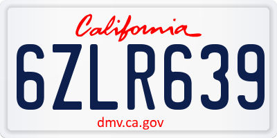 CA license plate 6ZLR639