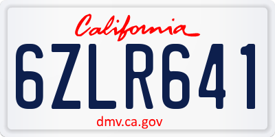 CA license plate 6ZLR641
