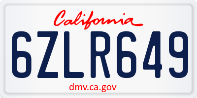 CA license plate 6ZLR649