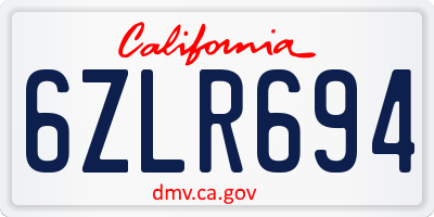 CA license plate 6ZLR694