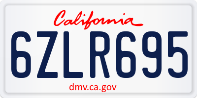 CA license plate 6ZLR695