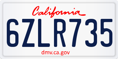 CA license plate 6ZLR735