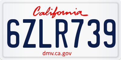 CA license plate 6ZLR739