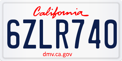 CA license plate 6ZLR740