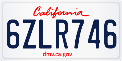 CA license plate 6ZLR746