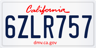 CA license plate 6ZLR757