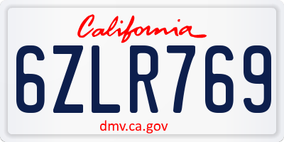 CA license plate 6ZLR769